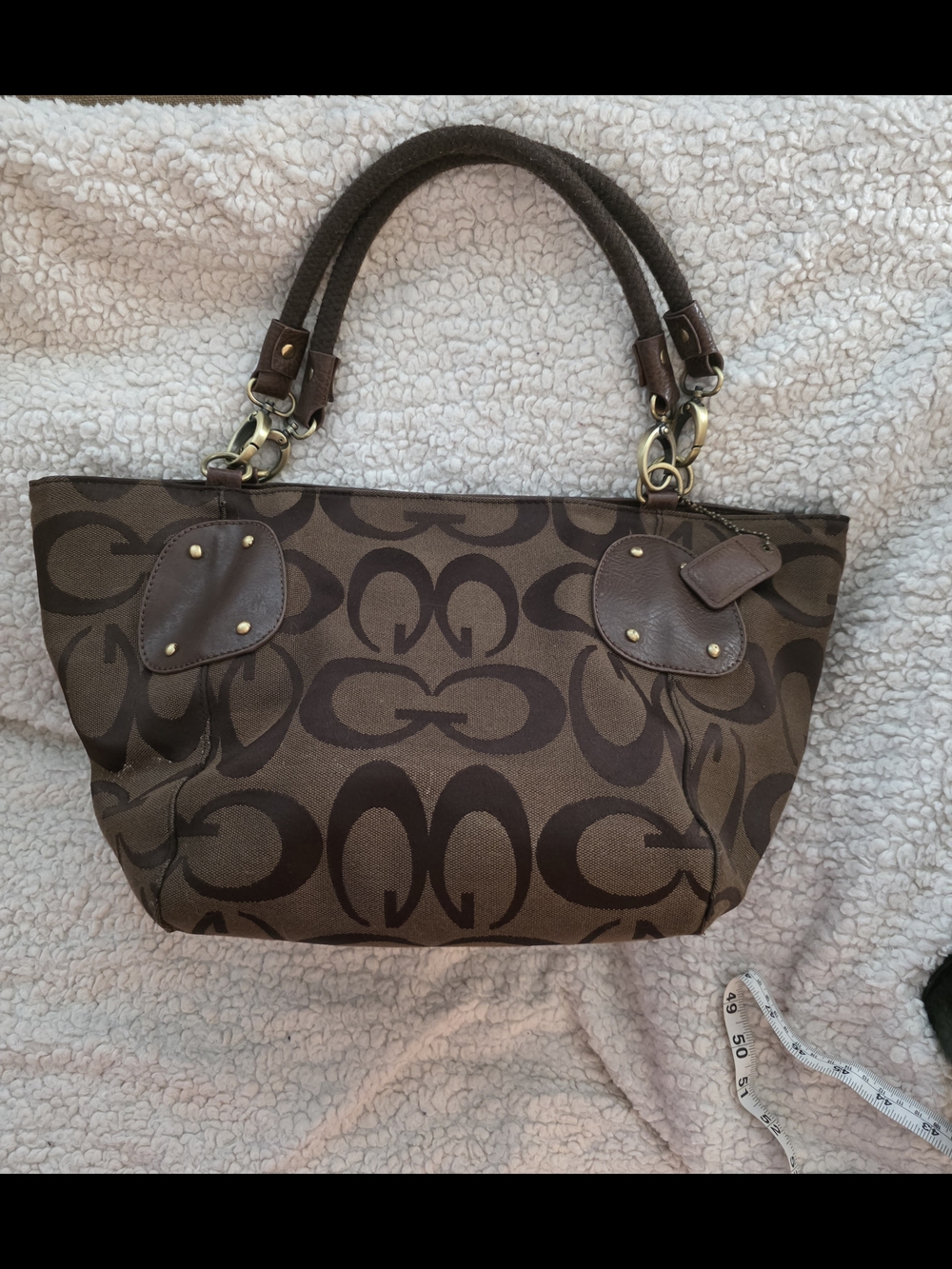 Classic Brown Signature Tote Shoulder Bag